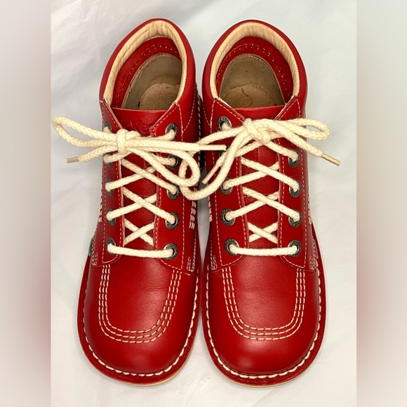 KICKERS Ankle Boots UK 4 Kick-Hi Red Leather with Box/90s/Mod/80s/Casual/Classic - Picture 4 of 14